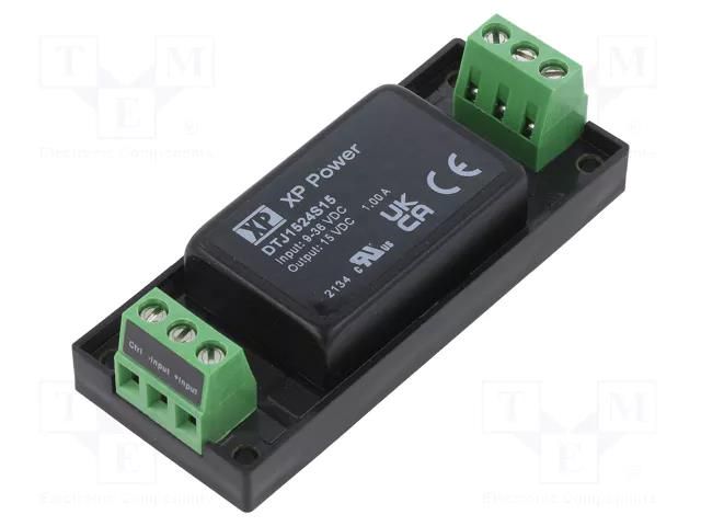 Converter: DC/DC; 15W; Uin: 9÷36VDC; Uout: 15VDC; Iout: 1A; on panel XP POWER DTJ1524S15