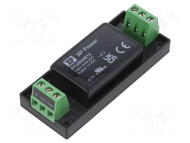 Converter: DC/DC; 20W; Uin: 9÷36VDC; Uout: 12VDC; Iout: 1.67A; DTJ20 XP POWER DTJ2024S12