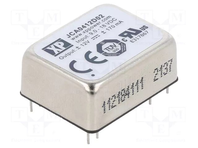 Converter: DC/DC; 4W; Uin: 9÷18VDC; Uout: 12VDC; Uout2: -12VDC; THT XP POWER JCA0412D02