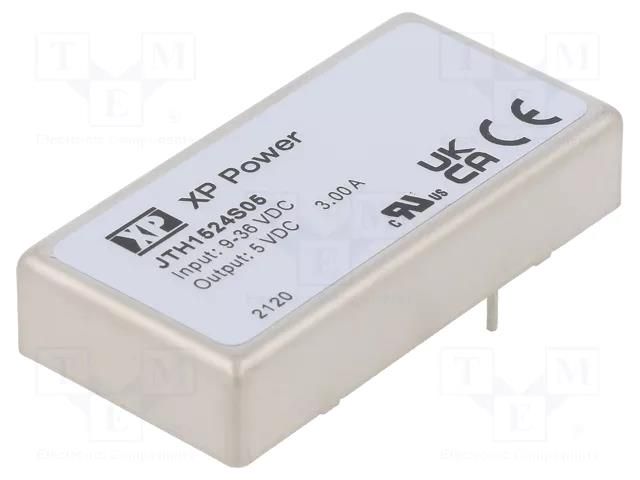 Converter: DC/DC; 15W; Uin: 9÷36VDC; Uout: 5VDC; Iout: 3A; THT; JTH XP POWER JTH1524S05