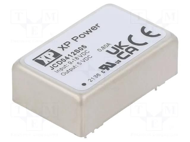 Converter: DC/DC; 4W; Uin: 9÷18VDC; Uout: 5VDC; Iout: 800mA; THT; JCD XP POWER JCD0412S05