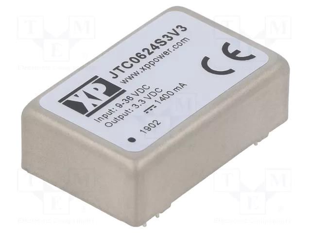 Converter: DC/DC; 6W; Uin: 9÷36VDC; Uout: 3.3VDC; Iout: 1400mA; DIP24 XP POWER JTC0624S3V3
