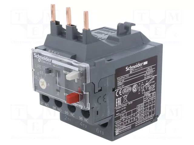 Thermal relay; Easy TeSys; Auxiliary contacts: NC + NO; 5.5÷8A SCHNEIDER ELECTRIC LRE12