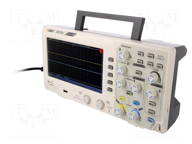 Oscilloscope: digital; Ch: 2; 20MHz; 100Msps; 10kpts; LCD 7"; SDS OWON SDS1022