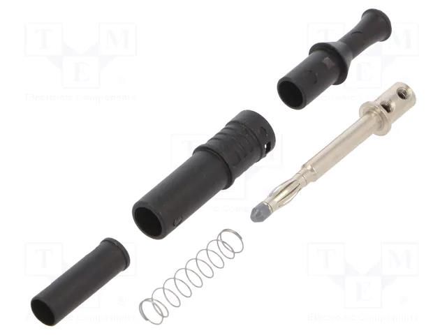 Connector: 4mm banana; plug; 36A; 600VAC; black; insulated; 80.5mm ELECTRO-PJP PJ1061-B