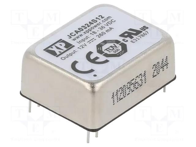 Converter: DC/DC; 3W; Uin: 18÷36VDC; Uout: 12VDC; Iout: 260mA; THT XP POWER JCA0324S12