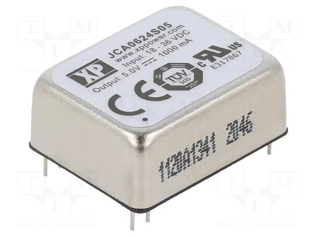 Converter: DC/DC; 6W; Uin: 18÷36VDC; Uout: 5VDC; Iout: 1000mA; THT XP POWER JCA0624S05