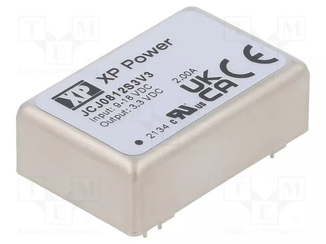 Converter: DC/DC; 8W; Uin: 9÷18VDC; Uout: 3.3VDC; Iout: 2000mA; THT XP POWER JCJ0812S3V3