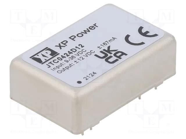 Converter: DC/DC; 4W; Uin: 9÷36VDC; Uout: 12VDC; Uout2: -12VDC; DIP24 XP POWER JTC0424D12