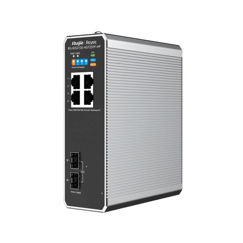 6 Ports industrial Switch Ruijie Reyee RG-NIS2100-4GT2SFP-HP (Managed, 8 x PoE+) RUIJIERGNIS21004GT2SFPHP