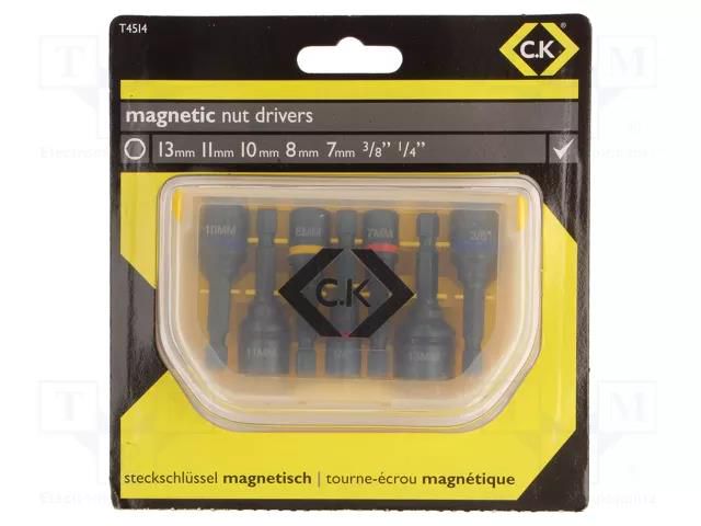 Kit: screwdriver bits; 6-angles socket; HEX 1/4",HEX 3/8"; 7pcs. C.K CK-T4514