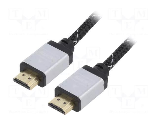 Cable; HDMI plug,both sides; textile; 1m; black; HDMI 2.0; 30AWG GEMBIRD CCB-HDMIL-1M