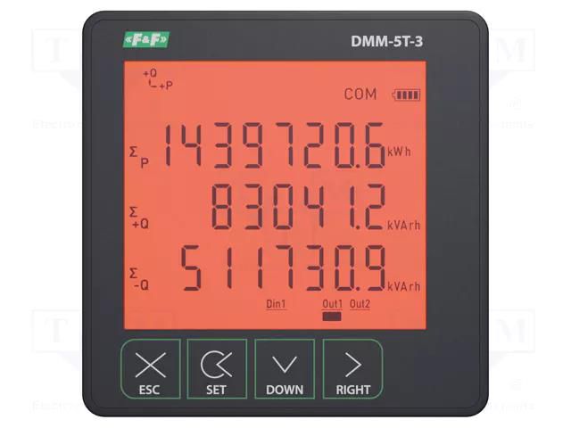 Meter: network parameters; on panel; digital,mounting; LCD; 0.5% F&F DMM-5T-3