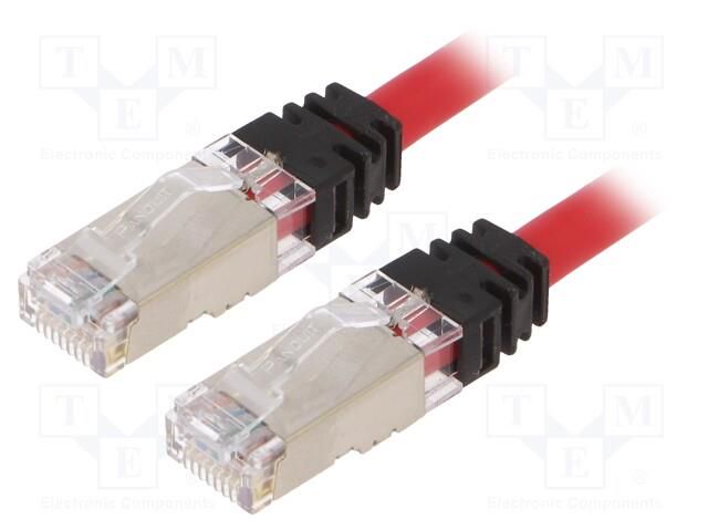 Patch cord; RJ45 plug,both sides; S/FTP,TX6A™ 10Gig; 6a; Cu; 0.5m PANDUIT STP6X0.5MRD