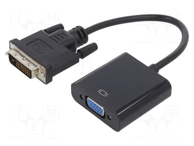 Converter; D-Sub 15pin HD socket,DVI-D (24+1) plug; 0.2m; black GEMBIRD A-DVID-VGAF-01