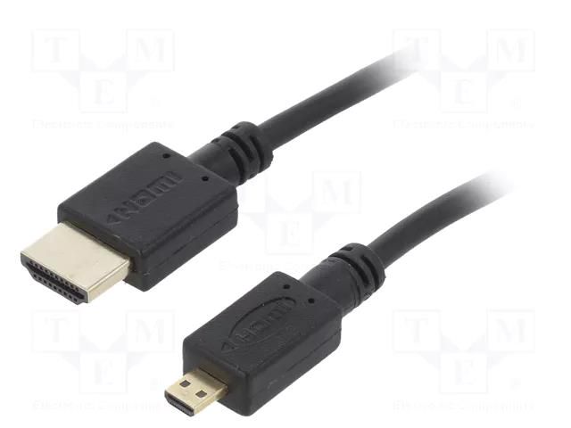 Cable; HDMI plug,micro HDMI plug; PVC; 4.5m; black; HDMI 2.0 GEMBIRD CC-HDMID-15