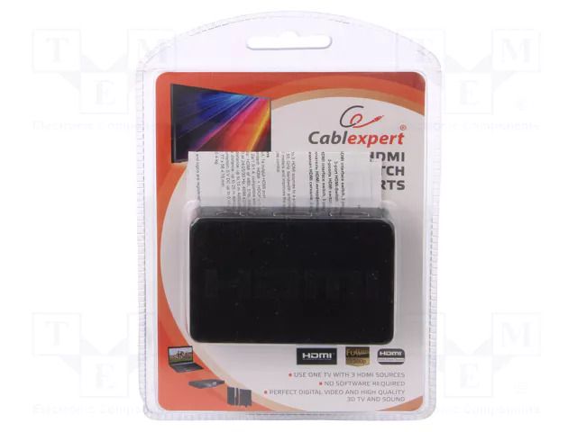 Switch; HDMI 1.4; 4K,HDCP,UHD 2160p; Input: HDMI socket; black GEMBIRD DSW-HDMI-34