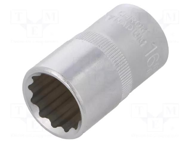 Socket; 12-angles,socket spanner; 16mm; 1/2"; Plating: chromium C.K CK-T4690M-16
