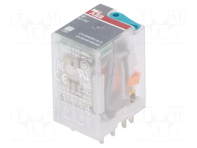 Relay: electromagnetic; 4PDT; Ucoil: 60VDC; Icontacts max: 6A; CR-M ABB CR-M060DC4LG