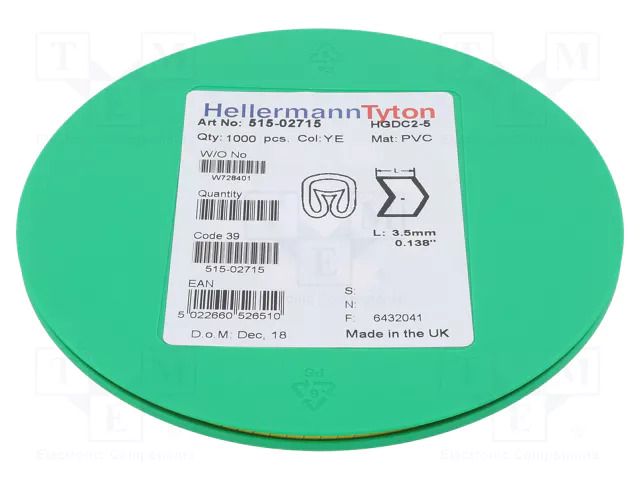 Markers; Marking: ; 2÷5mm; PVC; yellow; -65÷105°C; leaded; HGDC2-5 HELLERMANNTYTON HGDC2-5.-PVC-YE
