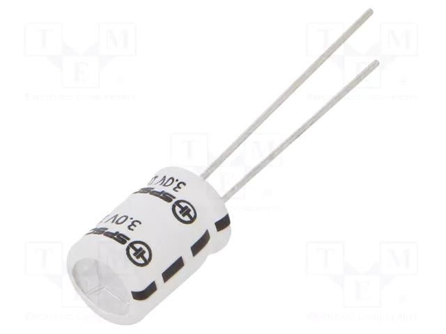 Supercapacitor; 1F; 3VDC; Body dim: Ø8x12mm; Pitch: 3.5mm; Ir: 5uA SPSCAP SCV1F-3.0V-LTZ