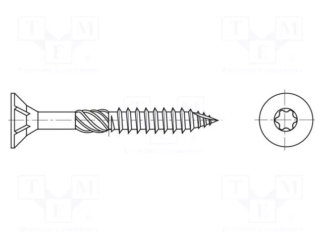Screw; for wood; 5x50; Head: countersunk; Torx®; TX25; zinc BOSSARD B5X50/BN20594