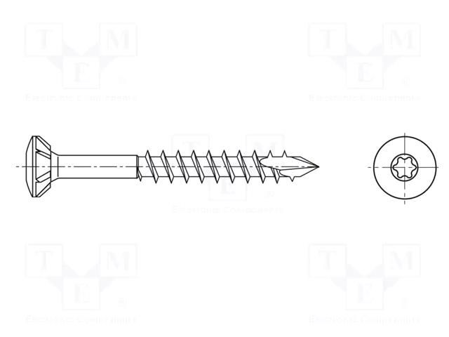 Screw; for wood; 4.5x60; Head: countersunk; Torx®; TX20; SPAX® BOSSARD B4.5X60/BN20692