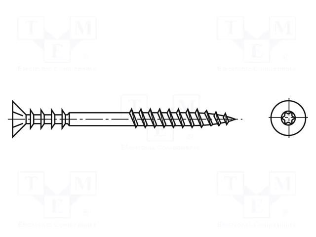 Screw; for wood; 6x80; Head: countersunk; Torx®; TX25; steel; zinc BOSSARD B6X80/BN20923