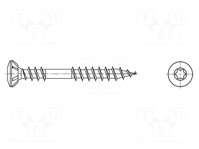 Screw; for wood; 4.5x50; Head: countersunk; Torx®; TX20; SPAX®; 8mm BOSSARD B4.5X50/BN20933