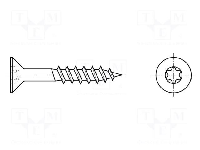 Screw; for wood; 5x80; Head: countersunk; Torx®; TX25; Øhead: 10mm BOSSARD B5X80/BN33022