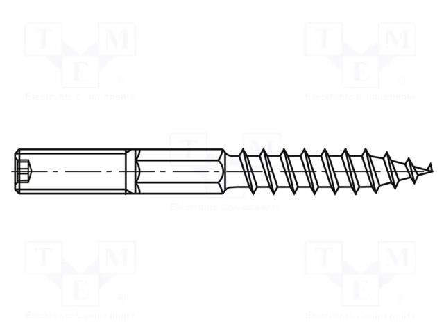 Screw; for wood; 7.2x100,M8; Head: without head; Torx®; TX25; steel BOSSARD B7.2X100/BN20215