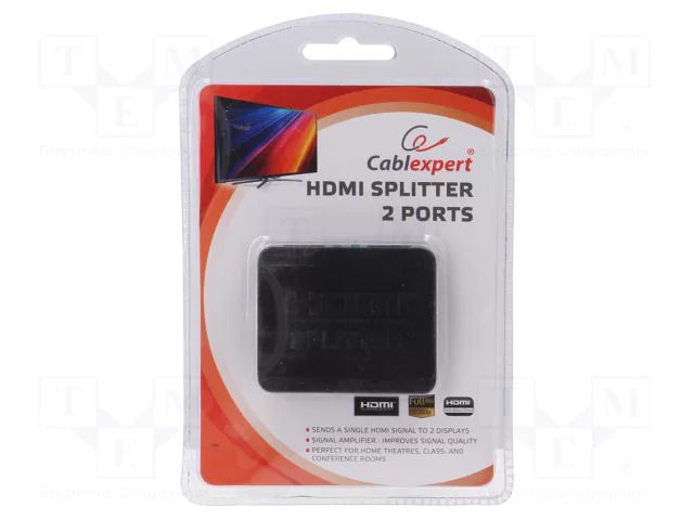 Splitter; HDCP 1.4,HDMI 1.4; 3D,4K,HDCP,UHD 2160p; black GEMBIRD DSP-2PH4-03