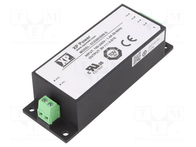 Power supply: switching; for building in; 60W; 9VDC; 6.67A; OUT: 1 XP POWER ECE60US09-S