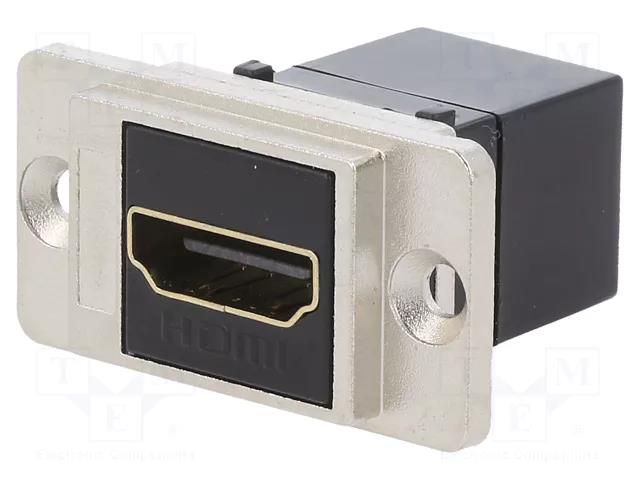 Coupler; HDMI socket,both sides; DUALSLIM; gold-plated; 29mm CLIFF CP30700GM