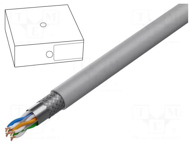 Wire; SF/UTP; 4x2x26AWG; 6; stranded; Cu; LSZH; grey; 100m DIGITUS DK-1633-P-1