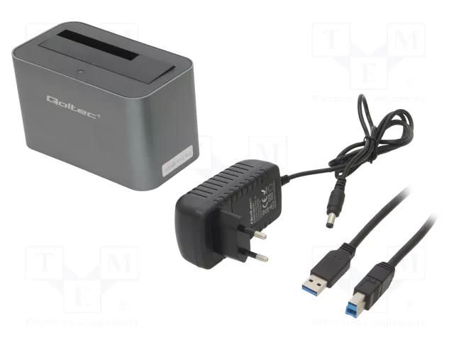 Docking station; PnP; USB 3.0; silver grey QOLTEC QOLTEC-50315