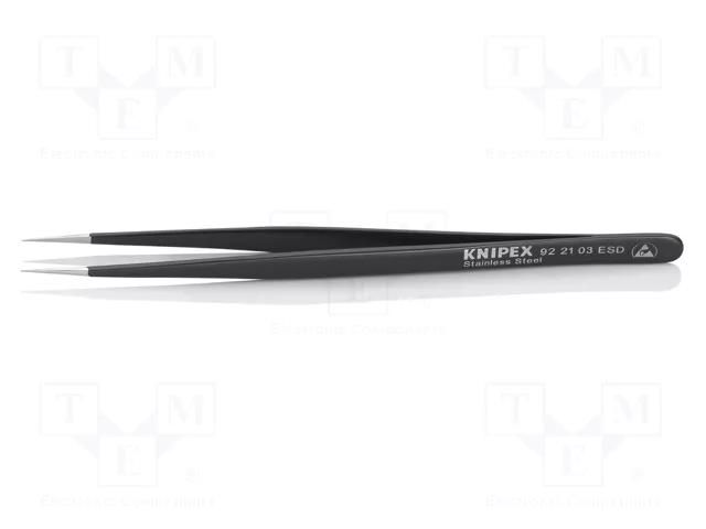 Tweezers; Blade tip shape: sharp; Tweezers len: 140mm; ESD KNIPEX KNP.922103ESD