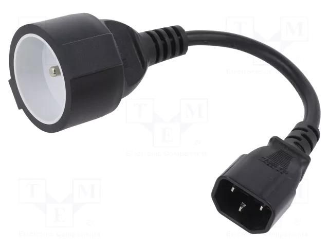Cable; CEE 7/5 (E) socket,IEC C14 male; 0.15m; Sockets: 1; black QOLTEC QOLTEC-53907