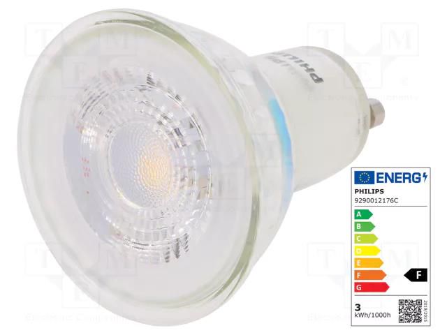 LED lamp; warm white; GU10; 230VAC; 225lm; P: 2.7W; 36°; 3000K PHILIPS 72829100