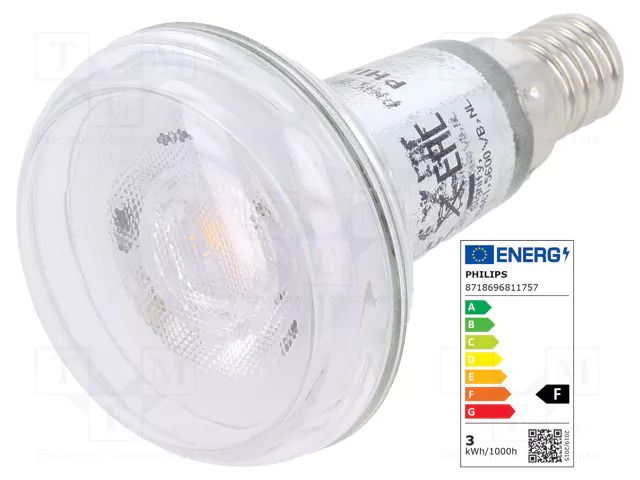 LED lamp; white warm; E14; 230VAC; 210lm; P: 2.8W; 36°; 2700K PHILIPS 81175700