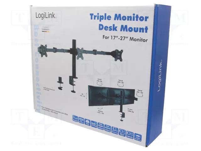 Monitor holder; 7kg; 17÷27"; Arm len: 380mm; for three monitors LOGILINK BP0107