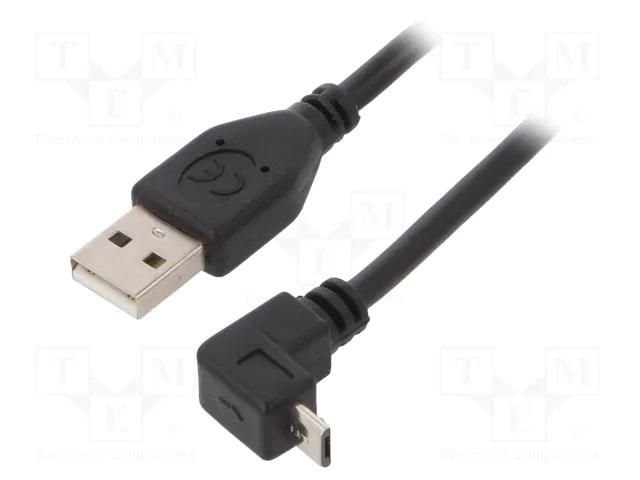 Cable; USB 2.0; USB A plug,USB B micro plug (angle); 1.8m; black GEMBIRD CCP-MUSB2-AMBM90-6