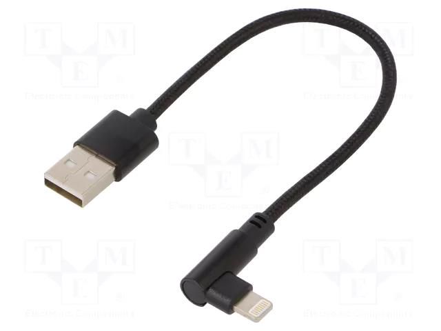 Cable; USB 2.0; Apple Lightning angled plug,USB A plug; 0.2m GEMBIRD CC-USB2-AMLML-0.2M