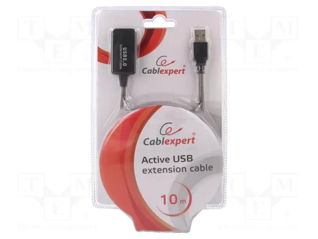 Repeater USB; USB 2.0; USB A socket,USB A plug; 10m; black GEMBIRD UAE-01-10M