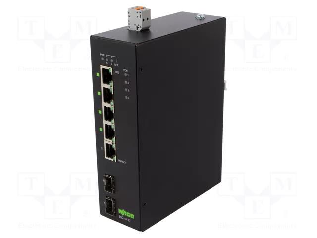Switch Ethernet; unmanaged; Number of ports: 7; 24÷57VDC; 14W WAGO 852-1417