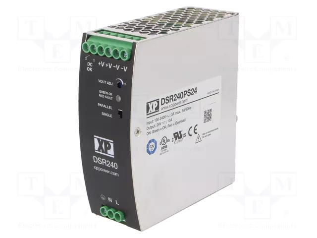 Power supply: switching; for DIN rail; 240W; 24VDC; 10A; 85÷264VAC XP POWER DSR240PS24