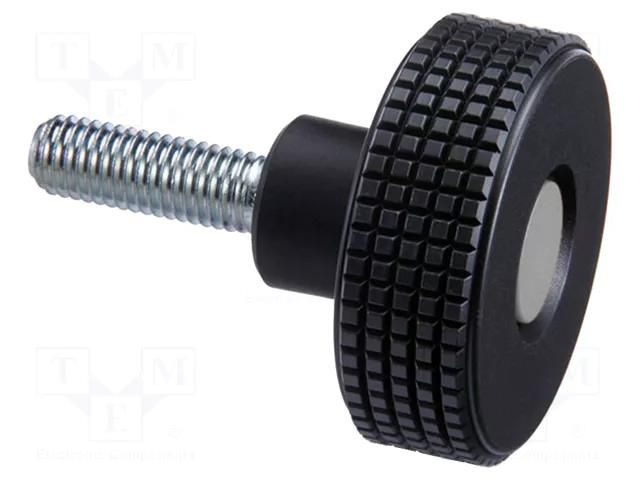 Knob; Ø: 61mm; Ext.thread: M12; 30mm; H: 39mm; technopolymer PP ELESA+GANTER MBT.60P-M12X30-C3