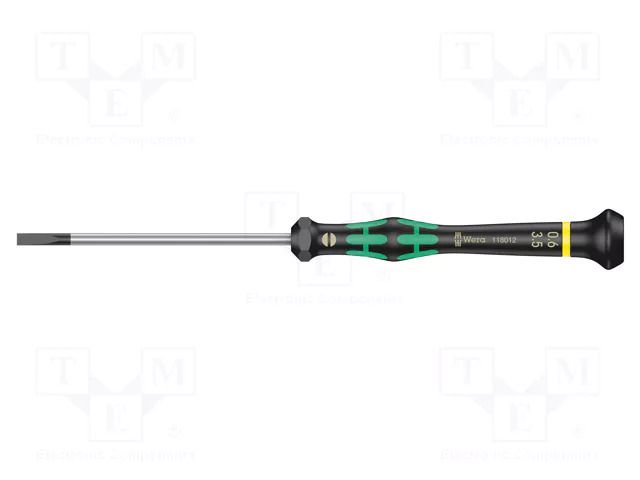 Screwdriver: precision; slot; 3.5x0.6mm; Blade length: 80mm WERA WERA.05118012001