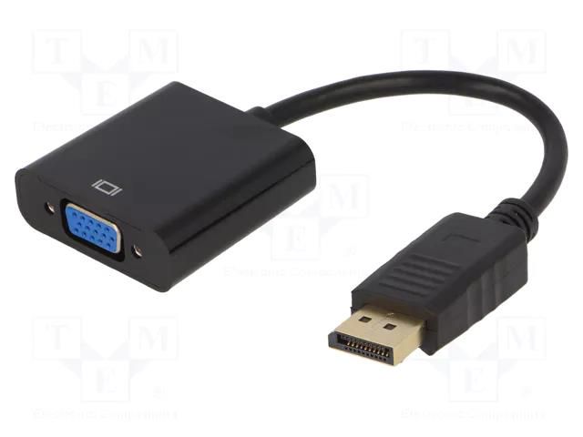 Converter; D-Sub 15pin HD socket,DisplayPort plug; 0.15m; black GEMBIRD A-DPM-VGAF-02