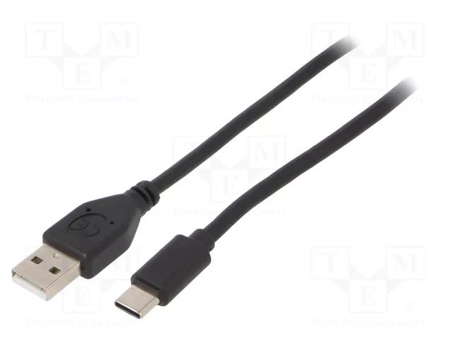 Cable; USB 2.0; USB A plug,USB C plug; gold-plated; 1.8m; black GEMBIRD CCP-USB2-AMCM-6